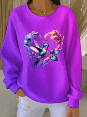 Women's Purple Art Print Casual Sweatshirt