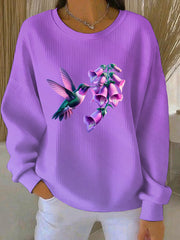 Women's Purple Art Print Casual Sweatshirt