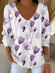 Women's Purple Art Printed Casual Top