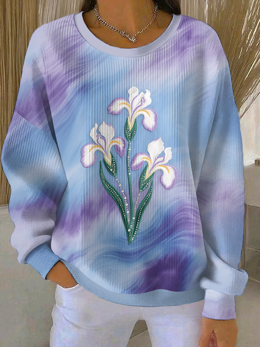 Women's Purple Art Print Casual Sweatshirt