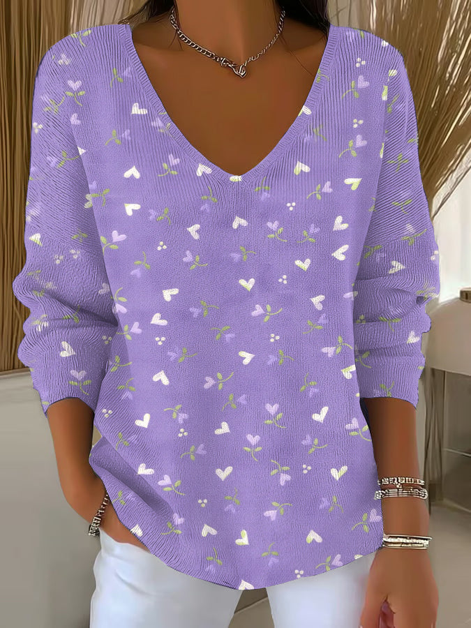 Women's Purple Art Printed Casual Top