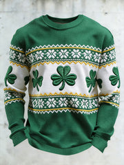 Men's St. Patrick's Day Shamrock Art Waffle Sweatshirt