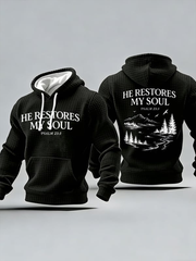 Men's He Restores My Soul Checkered Cotton Hoodie
