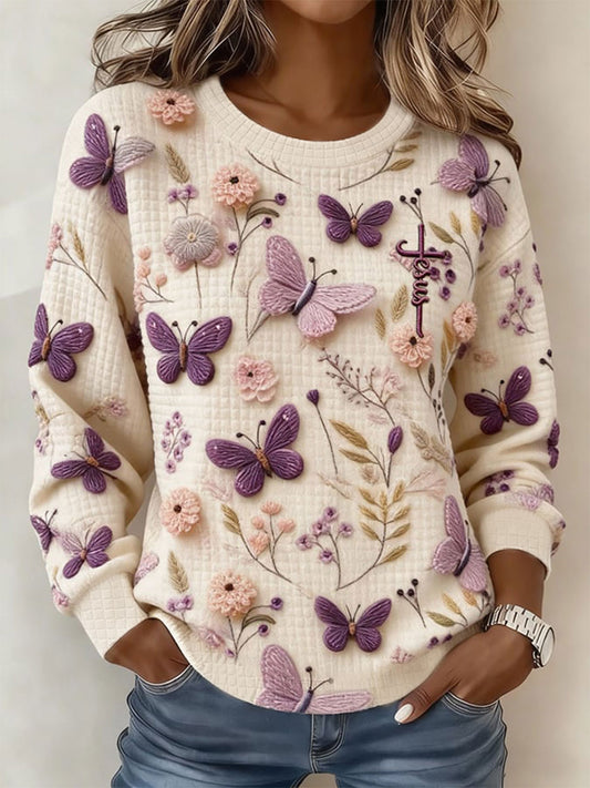 Women's Floral Cross Print Casual Sweatshirt