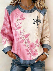 Women's Floral Cross Print Casual Top