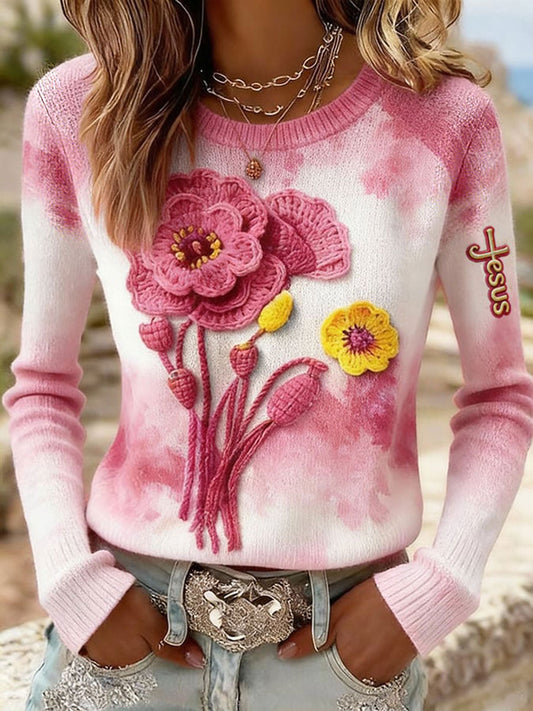 Women's Floral Cross Print Casual Top