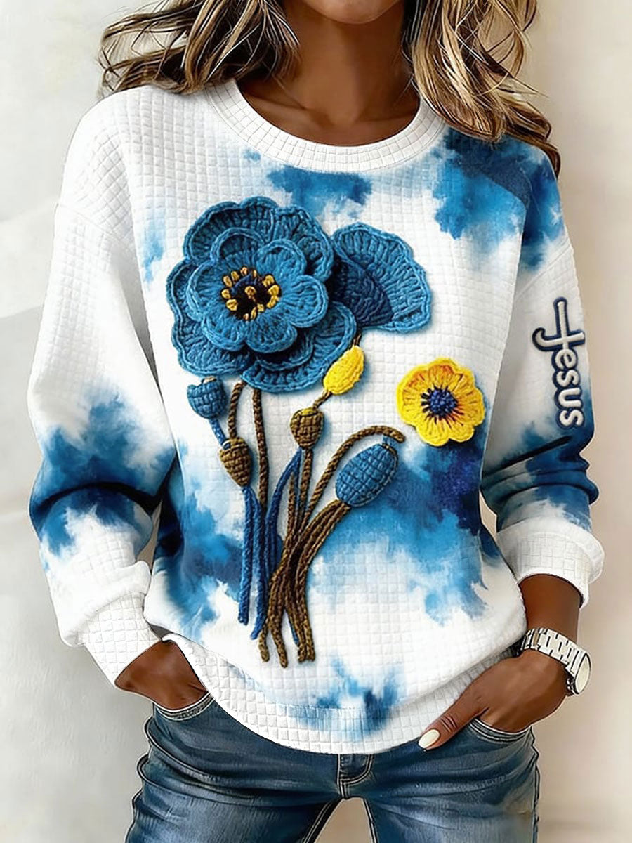 Women's Floral Cross Print Casual Sweatshirt