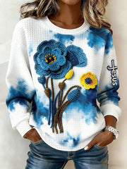 Women's Floral Cross Print Casual Sweatshirt