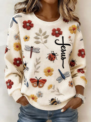 Women's Floral Cross Print Casual Sweatshirt