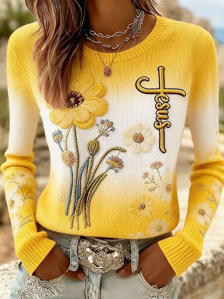 Women's Floral Cross Print Casual Top