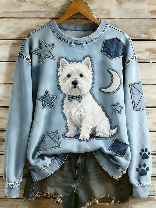 Women's Dog Art Printed Sweatshirt