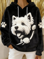 Women's Cute Dog Flannel Hoodie
