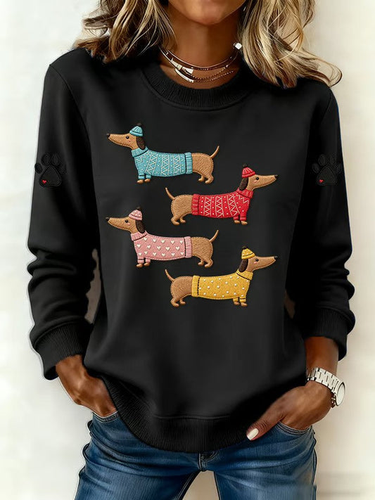 Women's Dachshund Print Sweatshirt
