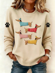 Women's Dachshund Print Sweatshirt