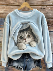 Women's Cute Animal Art Print Casual Flannel Sweater