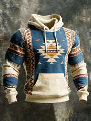 Men's Retro Western Aztec Print Casual Hoodie