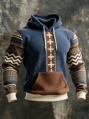 Men's Retro Western Aztec Print Casual Hoodie