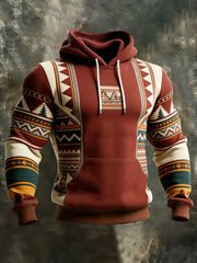 Men's Retro Western Aztec Print Casual Hoodie