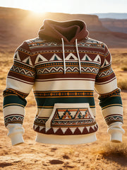 Men's Retro Western Aztec Print Casual Hoodie