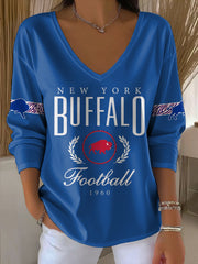 Women's Buffalo Football Lover Printed Tops