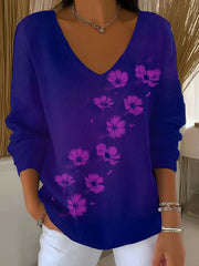 Women's Purple Art Printed Casual Top