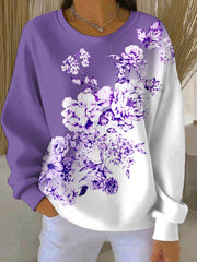 Women's Purple Art Print Casual Sweatshirt
