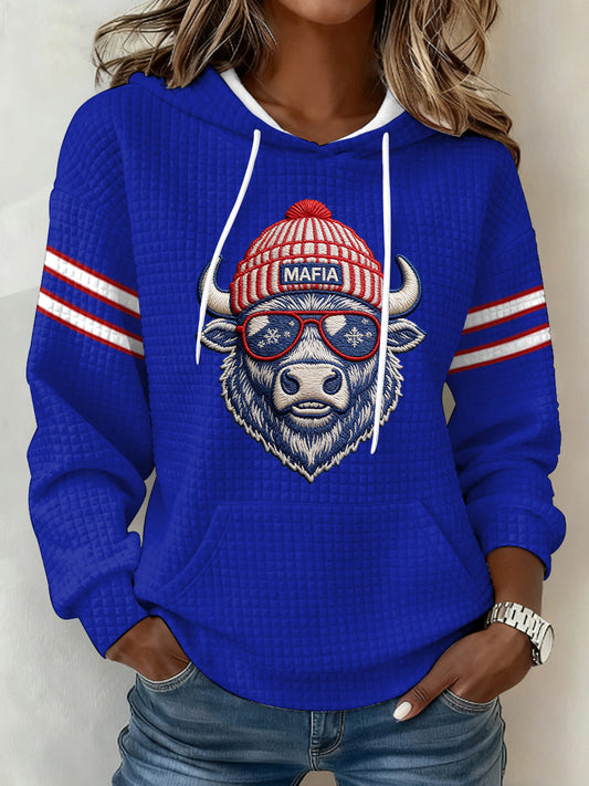 Women's Be Good Do Good God Bless Go Bills Football Fans Gameday Casual Waffle Hoodie