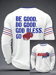 Men's Be Good Do Good God Bless Go Bills Football Fans Gameday Casual Waffle Long Sleeve T-Shirt