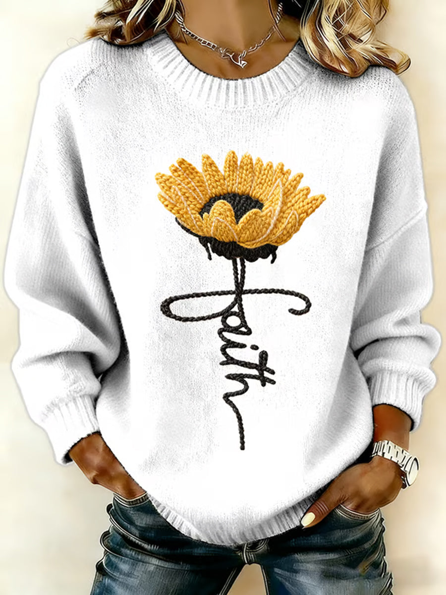 Women'S Casual Faith Cross Printed Sweatshirt