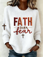 Women'S Casual Faith Over Fear Cross Printed Sweatshirt