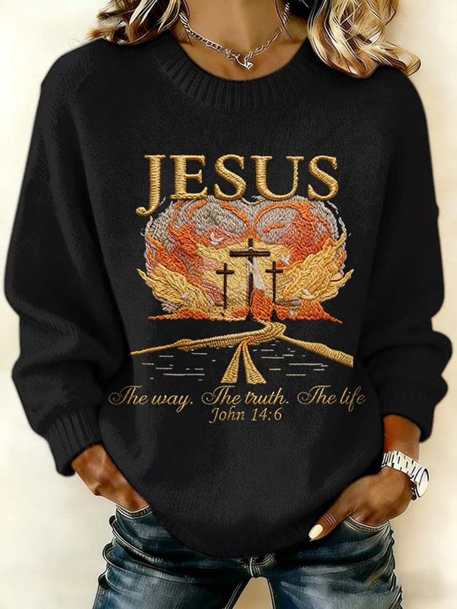 Women'S Casual Faith Cross Printed Sweatshirt