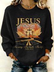 Women'S Casual Faith Cross Printed Sweatshirt