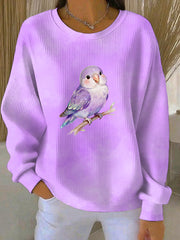 Women's Purple Art Print Casual Sweatshirt