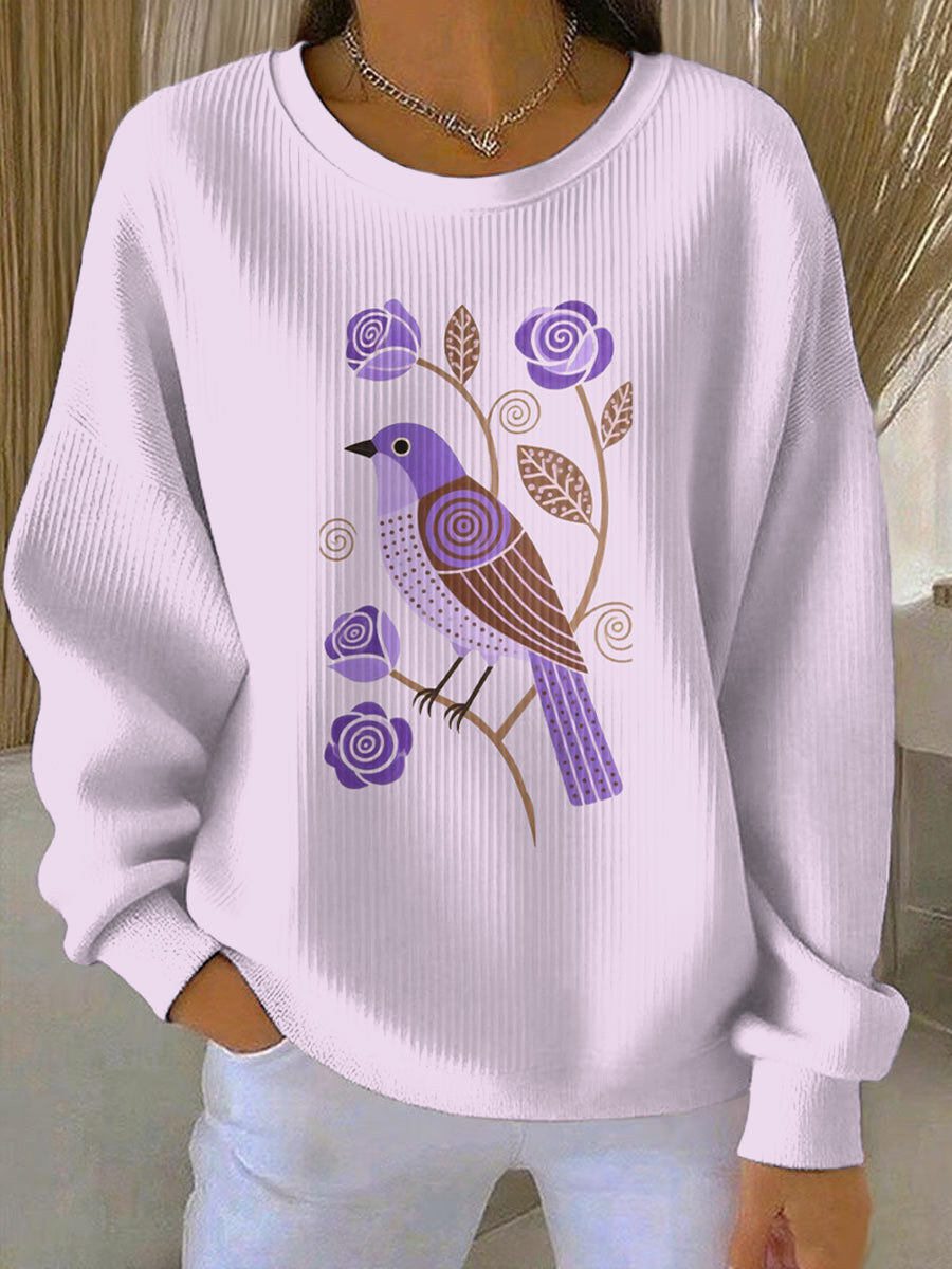Women's Purple Art Print Casual Sweatshirt