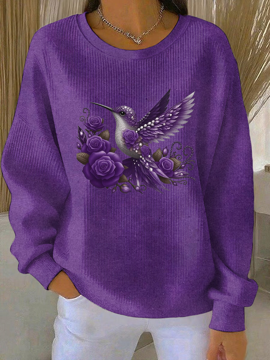 Women's Purple Art Print Casual Sweatshirt