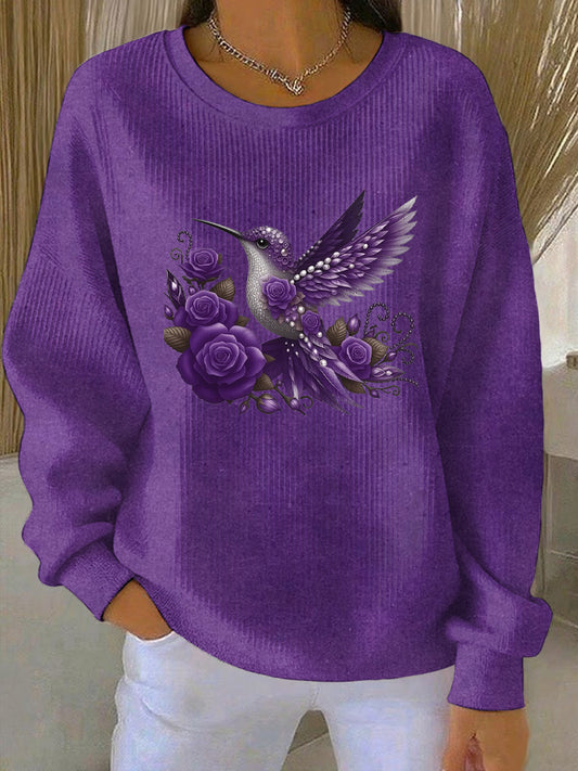 Women's Purple Art Print Casual Sweatshirt