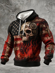 Men's Skull Faith Cross Printed Hoodie