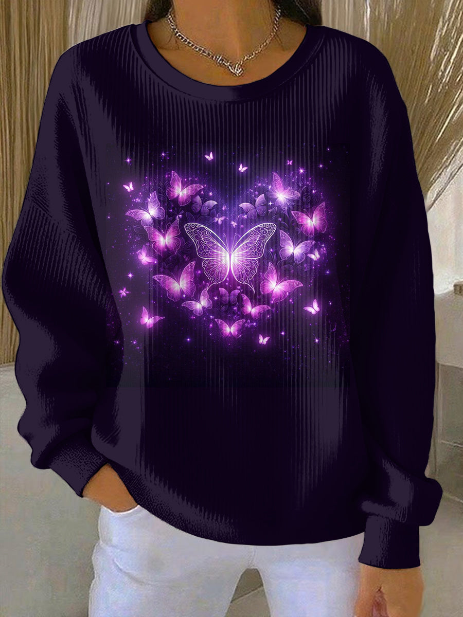 Women's Purple Art Print Casual Sweatshirt