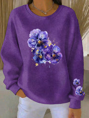 Women's Purple Art Print Casual Sweatshirt