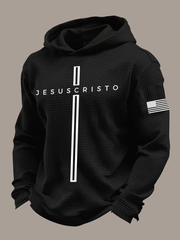 Men's Retro Faith Printed Waffle Long Sleeve Top