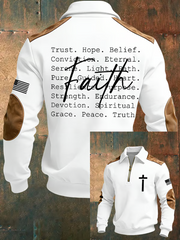 Men's Vintage Faith Cross Casual Printed Zip-Up Hoodie