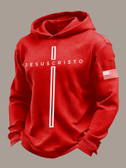 Men's Retro Faith Printed Waffle Long Sleeve Top