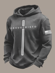 Men's Retro Faith Printed Waffle Long Sleeve Top