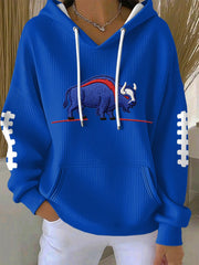 Women's Buffalo Print Football Fans Gameday Casual Hoodie