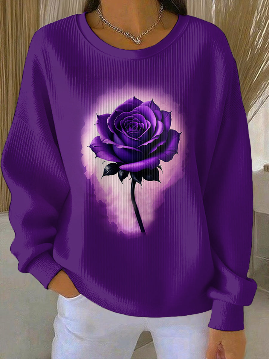 Women's Purple Art Print Casual Sweatshirt
