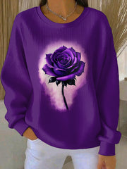 Women's Purple Art Print Casual Sweatshirt