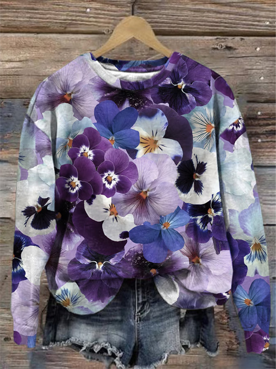 Women's Purple Art Print Sweatshirt