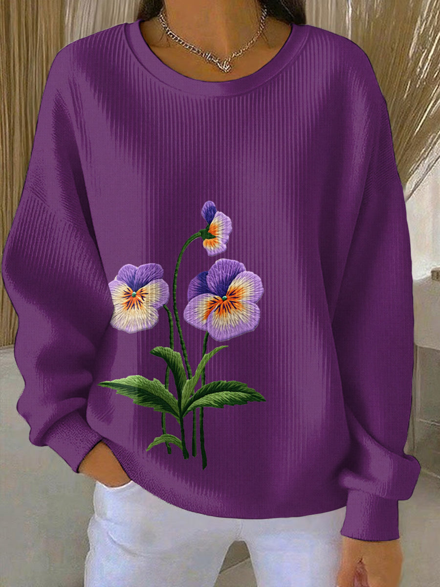 Women's Purple Art Print Casual Sweatshirt