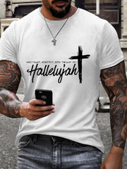 Men's Hard Fought, Heartfelt, Been Through Hell Hallelujah Printed Round Neck T-Shirt