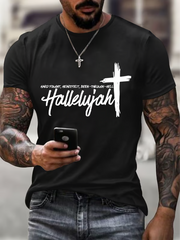Men's Hard Fought, Heartfelt, Been Through Hell Hallelujah Printed Round Neck T-Shirt